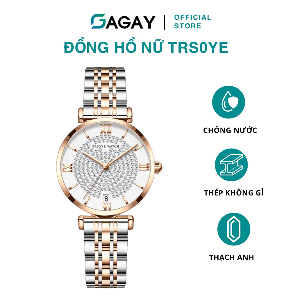 Đồng Hồ nữ chính hãng TRS0YE dây thép không ghỉ chống nước phong cách thời trang