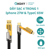 Dây sạc đa năng 4 trong 1 cho Iphone 27W & TypeC 65W, sạc nhanh, dây sạc dài, hợp kim nhôm