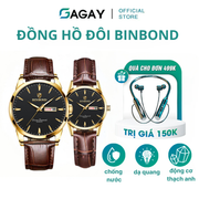 Đồng hồ đôi BINBOND phong cách thời trang, chống nước, có dạ quang, động cơ thạch anh