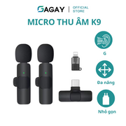 Micro thu âm K9, micro cài áo, khử âm nhiễu hiệu quả, chất lượng âm thanh tốt, thời lượng pin 3-4h