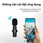 Micro thu âm K9, micro cài áo, khử âm nhiễu hiệu quả, chất lượng âm thanh tốt, thời lượng pin 3-4h