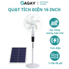 Quạt tích điện 16 inch, sạc pin năng lượng mặt trời, sạc chuyển đổi, 3 tốc độ gió, sử dụng 7-8 giờ