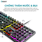 Bàn phím gaming có đèn led 7 màu phím tròn keyboard chơi game T Wolf T80