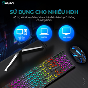 Bàn phím gaming có đèn led 7 màu phím tròn keyboard chơi game T Wolf T80