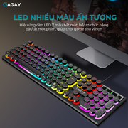 Bàn phím gaming có đèn led 7 màu phím tròn keyboard chơi game T Wolf T80