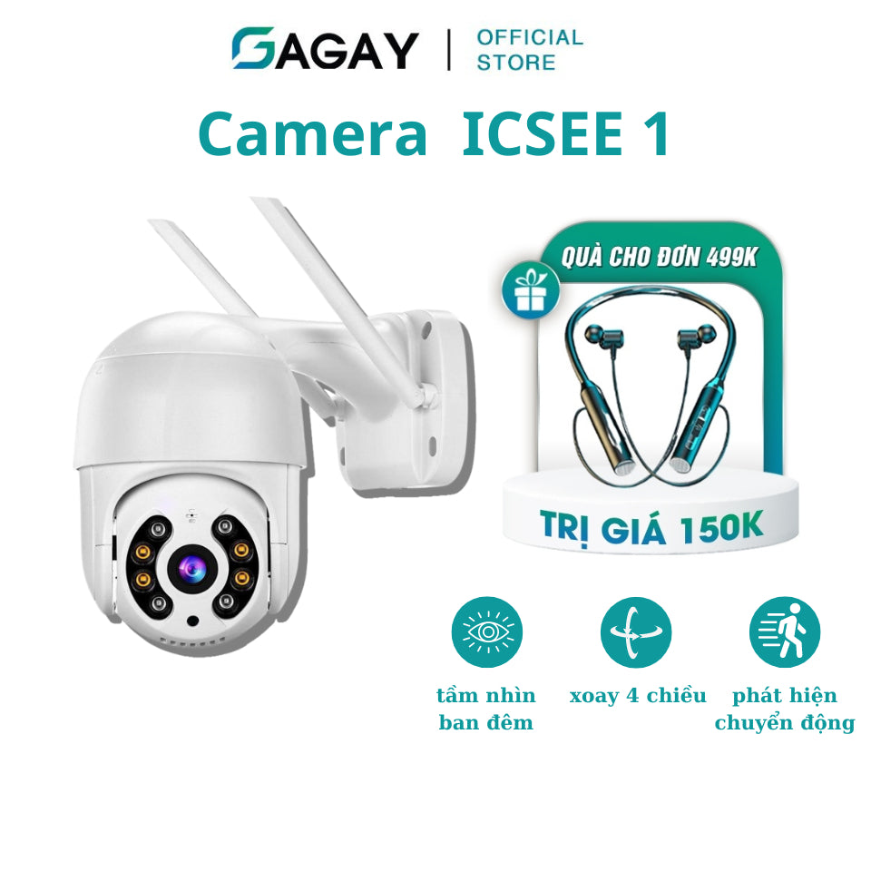 Camera ICSEE 1 Wifi Camera Giám Sát Trong Nhà Ngoài Trời Xoay 4 Chiều