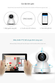 Camera wifi V380 camera gia đình xoay 4 chiều hình ảnh sắc nét