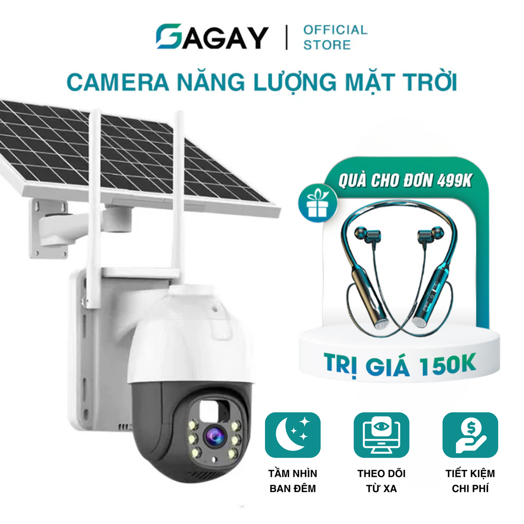 Camera Năng Lượng Mặt Trời T03 1080P HD 4G WiFi Đôi Nguồn Sáng Phát Hiện Chuyển Động 2 Chiều
