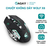 Chuột Không Dây Gaming Wolf X8 LED 7 Màu RGB, Pin Có Thể Sạc Dùng Cực Lâu, Chuột Chơi Game Không Dây