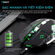 Chuột Không Dây Gaming Wolf X8 LED 7 Màu RGB, Pin Có Thể Sạc Dùng Cực Lâu, Chuột Chơi Game Không Dây