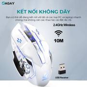 Chuột Không Dây Gaming Wolf X8 LED 7 Màu RGB, Pin Có Thể Sạc Dùng Cực Lâu, Chuột Chơi Game Không Dây