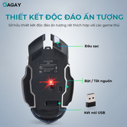 Chuột Không Dây Gaming Wolf X8 LED 7 Màu RGB, Pin Có Thể Sạc Dùng Cực Lâu, Chuột Chơi Game Không Dây