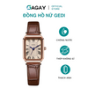 Đồng hồ nữ Gedi dây da mặt vuông thời trang vintage, đồng hồ đeo tay cường lực chống xước