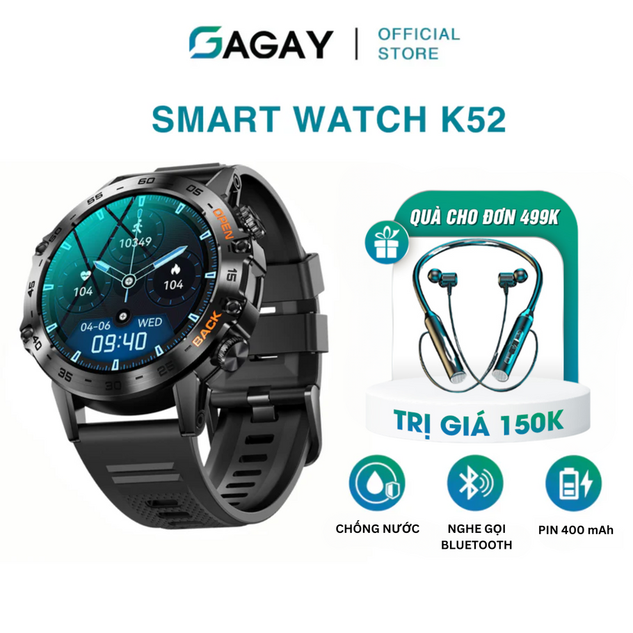 Đồng hồ thông minh gọi điện Bluetooth K52 đồng hồ thông minh thể thao ba bằng chứng đo nhịp tim