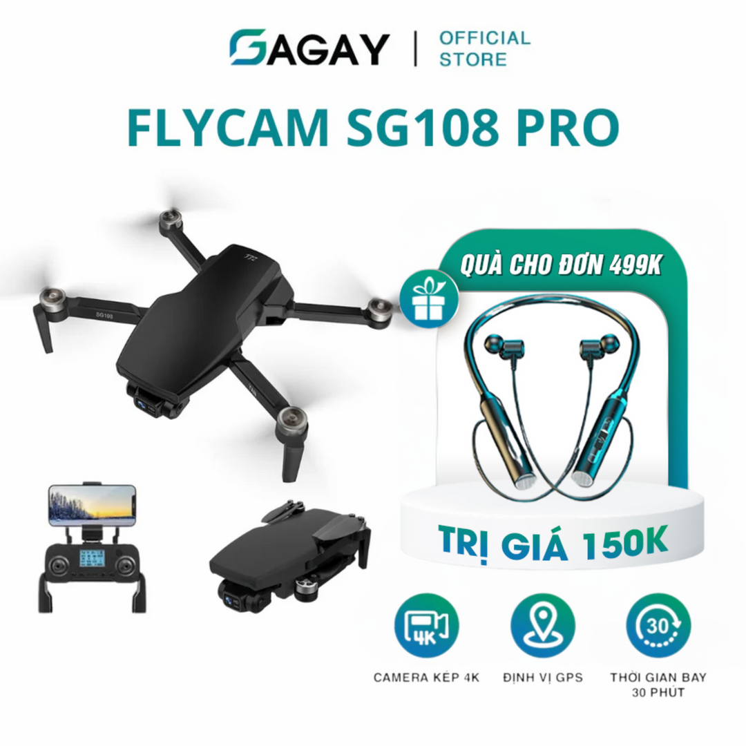Flycam SG108 PRO FULL HD Flycam không chổi than định vị GPS chip thông minh thế hệ mới