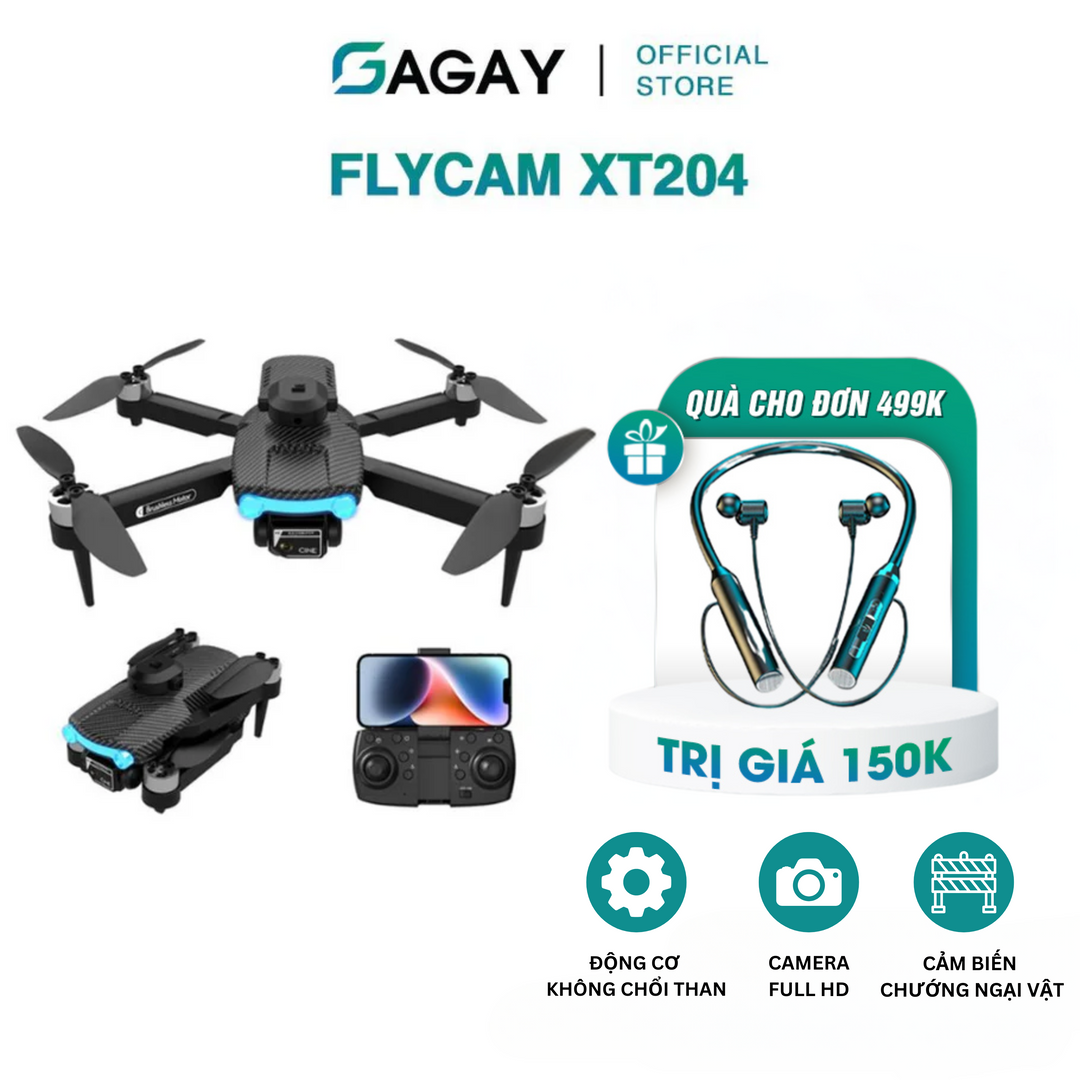 Flycam Mini XT204 Máy Bay Điều Khiển Từ Xa Động Cơ Không Chổi Than