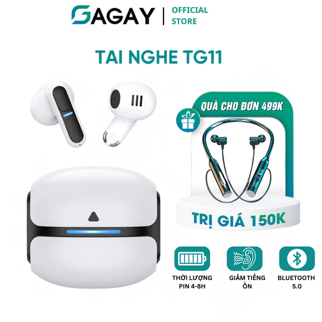 Tai nghe bluetooth TG11, tai nghe không dây tuổi thọ pin dài, chống ồn