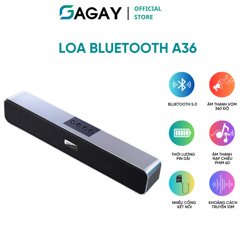 Loa bluetooth 5.0 A36 thời lượng pin dài, âm thanh chất lượng rạp chiếu phim