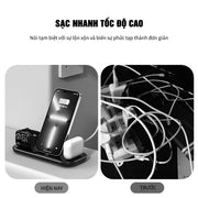 Sạc không dây A32 sạc nhanh chóng, không nóng máy, đế sạc không dây 3 trong 1 đa chức năng